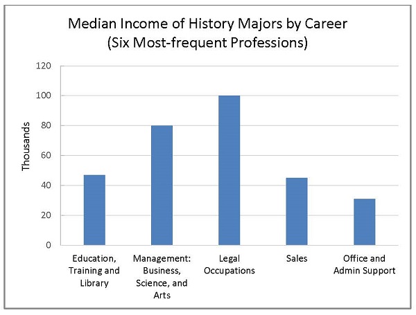Six most frequent history professions